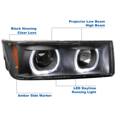 AKKON - For 2002-2006 Chevy Avalanche [Cladding Body] Premium Dual Halo Rim Projector Headlights Assembly In Kenya | Headlight Assemblies - Foto 10