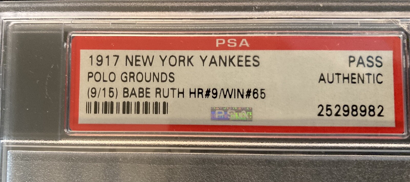 1917 Babe Ruth  Yankees PSA Pass Babe Ruth Pitching W #22 HR 2 YR Pipp LL 9 HR⚾️ view 2