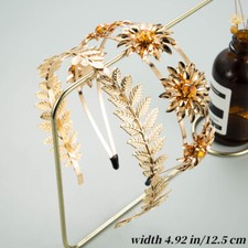 Woman Hair Band Goddess Golden Leaves Headband Tiara Metal Party Crown
