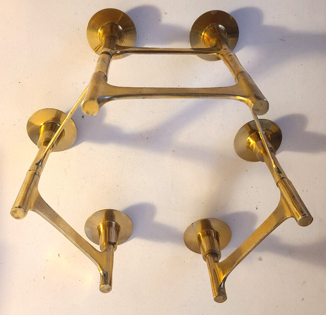Vintage Leonard Silver Brass Articulated Five-Arms Mid-Century Candle Holder MCM