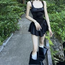 Coquette Aesthetic Women Mini Slim Dresses Sexy Bodycone Short Sleeveless Dress