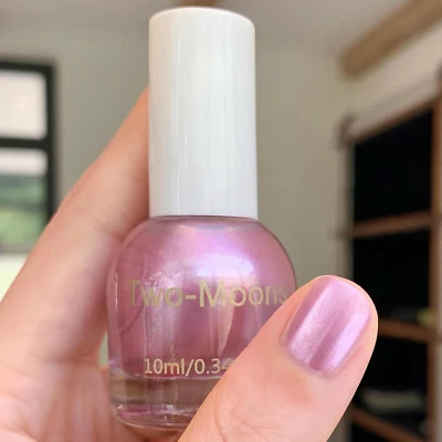 HERBINSOLS Metallic Nail Polish - Mirror Pink Nail Polish - Metal Shiny Chrome Nail Varnish