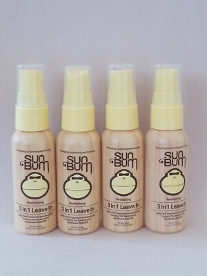 (4 ) Sun Bum 3 In 1 Leave In Hair Detangle Condition & Protect Spray 1.5 oz Each