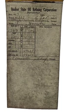 Quaker State Oil Refining Corp Pipeline Depot Receipt Book Vtg Refinery 1960