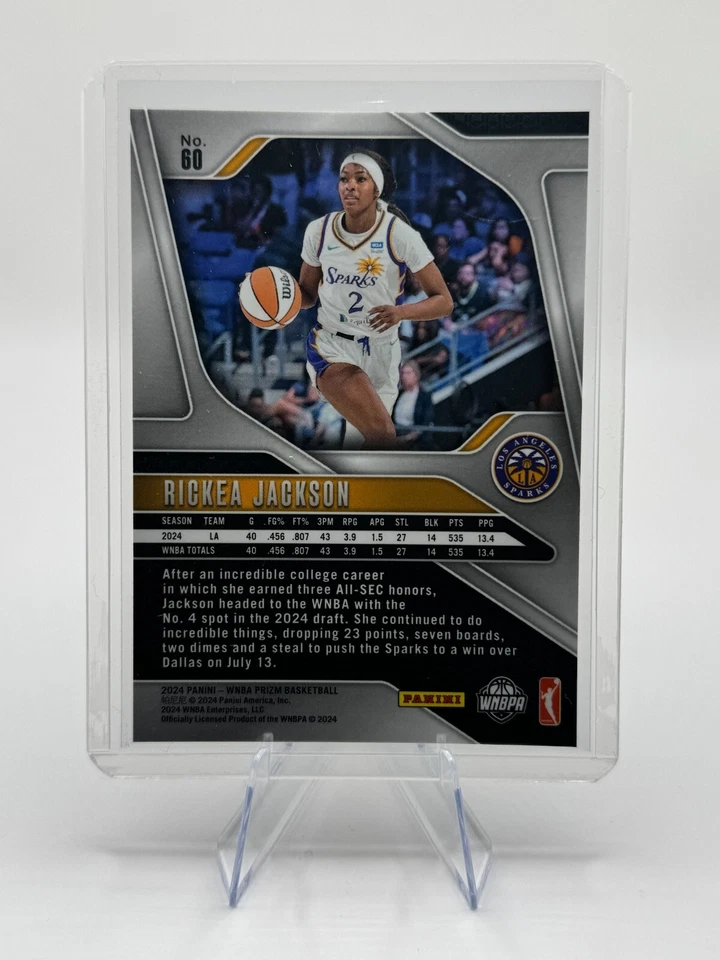 💜💛 карточка дебютанта Рики Джексона 2024 Panini Prizm WNBA — NO60 LA Sparks - Изображение 2 из 4