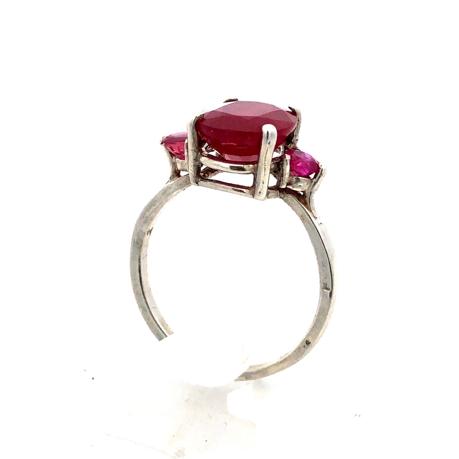 925 Sterling Silver Oval Ruby Solitaire Round Rub… - image 8