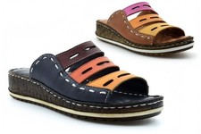 Womens Leather Sandals Ladies Leather Sandals Lightweight Mules Wedge Heels Size