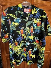 RJC Men's Short Sleeve Floral PARROT Hawaiian Camp Shirt Size XL Made in Hawaii