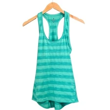Athleta Active Top Teal Green Striped Chi Racerback Running Tank Women’s Size XS