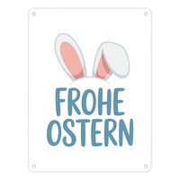 Frohe Ostern Metallschild In 15X20 Cm Mit Niedlichen Hasenohren