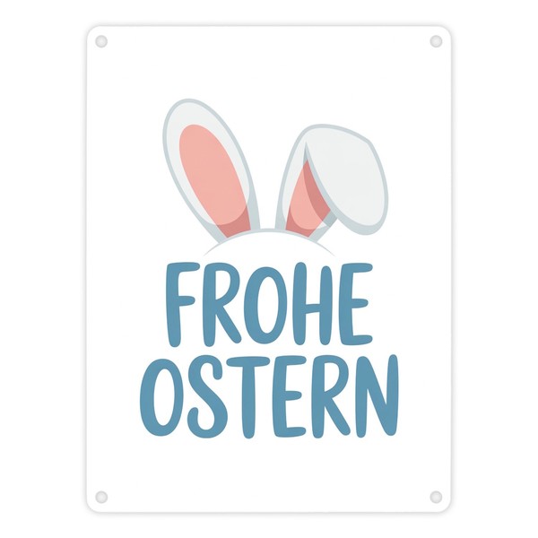 Frohe Ostern Metallschild In 15X20 Cm Mit Niedlichen Hasenohren-image