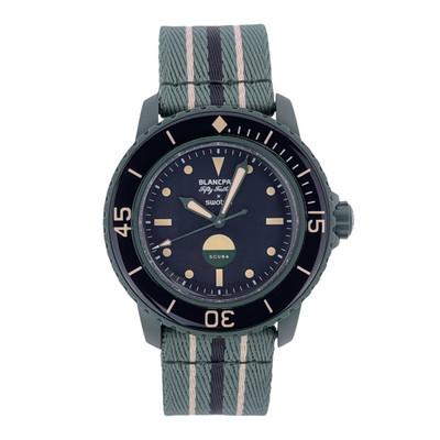 Swatch X Blancpain Scuba Fifty Fathoms Green Abyss Armbanduhr Ref. SO35G100