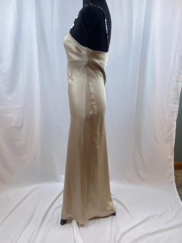 Zara Women’s Size XS Satin Effects Beige Long Slip Dress Beaded Straps - Bild 15 von 17