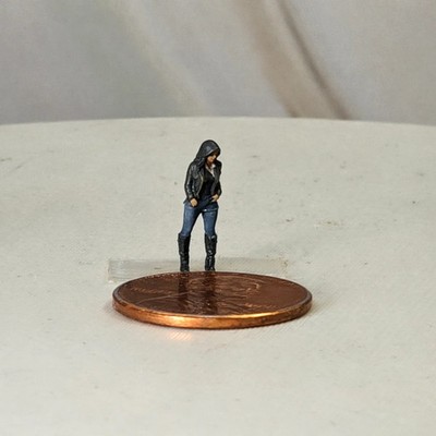 N Scale People   Hooded Bike Chick Figure (Unpainted)