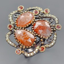 Fine Art Natural Sunstone Ring 925 Sterling Silver Size 9 /R432404