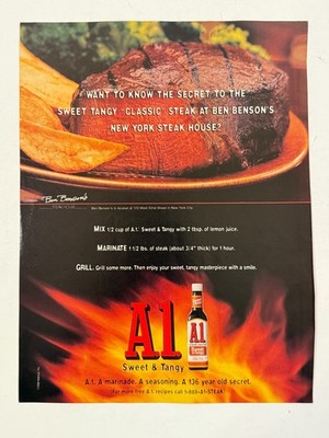 Vintage 1998 A1 Steak Sauce Ben Bensons Steakhouse Advertisement Print Ad