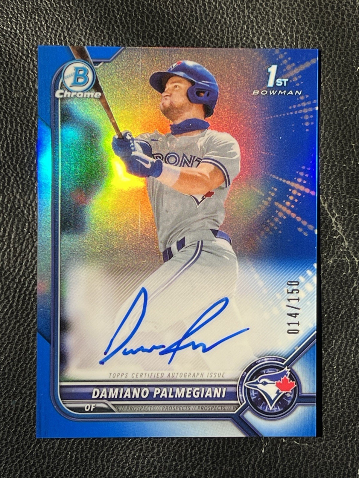 DAMIANO PALMEGIANI 2022 Bowman Chrome Blue Refractor Auto 14/150 1st