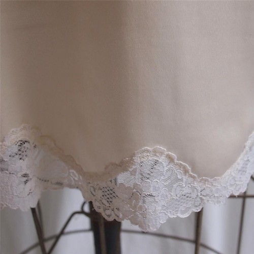 vtg SHADOWLINE Cream Half Slip LACE Trim Antron III Nylon USA Petite Pinup EUC - Bild 6 von 7