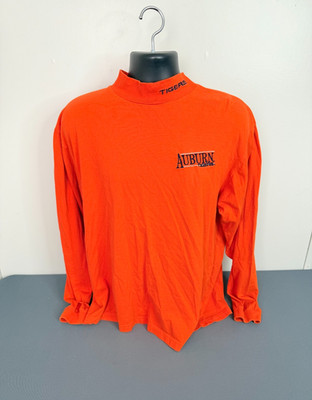Vintage Red Oak Auburn Tigers Long Sleeve Shirt sz Large Mock Neck Embroidered