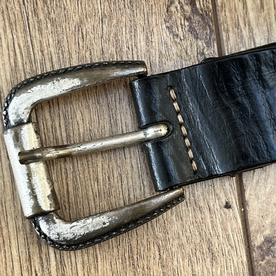 Vintage Good American Black Leather Belt Western Cowboy 34” - Image 4 of 4