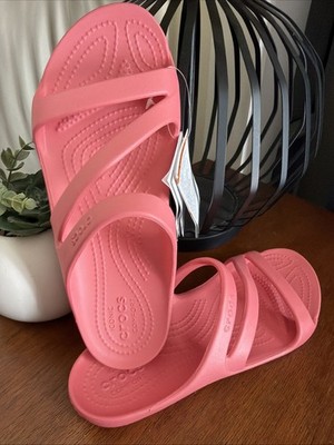 Crocs Kadee II Strappy Sandals Coral Slides Flip Flops Comfort Women's Size 9