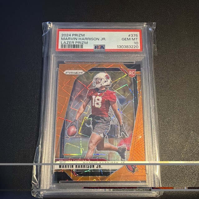 Panini 2024 Prizm Rookies Marvin Harrison Jr. RC Lazer Prizm #375 PSA 10