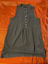 Quince Tunic Womens M Pintuck Button Front Sleeveless Cotton Gauze Gray Casual