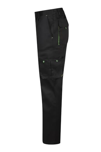 Velilla 103004 - Pantaloni multitasche, nero e verde lime, 46-48 - Foto 2 di 7