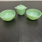 Vintage Fire King Jadite 5 Inch Bowl Lot Sugar Bowl Oven Ware