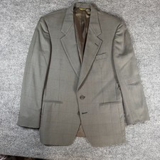 Vintage Wool Blazer Mens 42R Gray Olive Plaid Sport Coat Tailored USA 2 Button