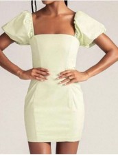 Meshki Light Green Mini Dress Puff Sleeve Backless Size AU M 10 US 6