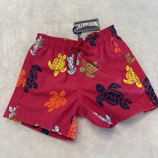 Vilebrequin Boys Jim Turtle Printed Swim Trunks Size 4 Bourgogne Jim C3B36 NEW
