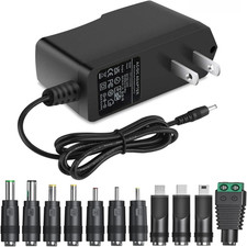 5V1A AC Adapter DC5V Power Supply Cord with 11 Plug Tips AC to DC 5Volt 1A 500mA