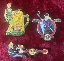3 X Hard Rock Cafe pins-Los Angeles Hockey Champs 2012, Famous Waitress, St Pat