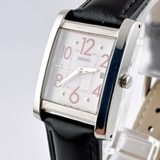 SEIKO LUKIA LK Ladies Watch Rectangular Silver Black Date Quartz 7N82-0DK0 7.3in