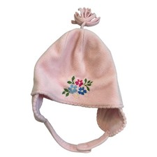 Baby Gap Toddler Girl Pink Fleece Trapper Hat Flowers 4-5 Years