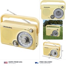 Studebaker Portable AM/FM Radio Yellow with Headphone Jack Aux-in AC/DC Power