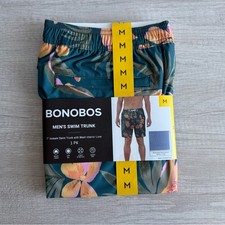 Bonobos Men's Green Tropical Swim 7  Inseam Trunks With Liner Size Medium