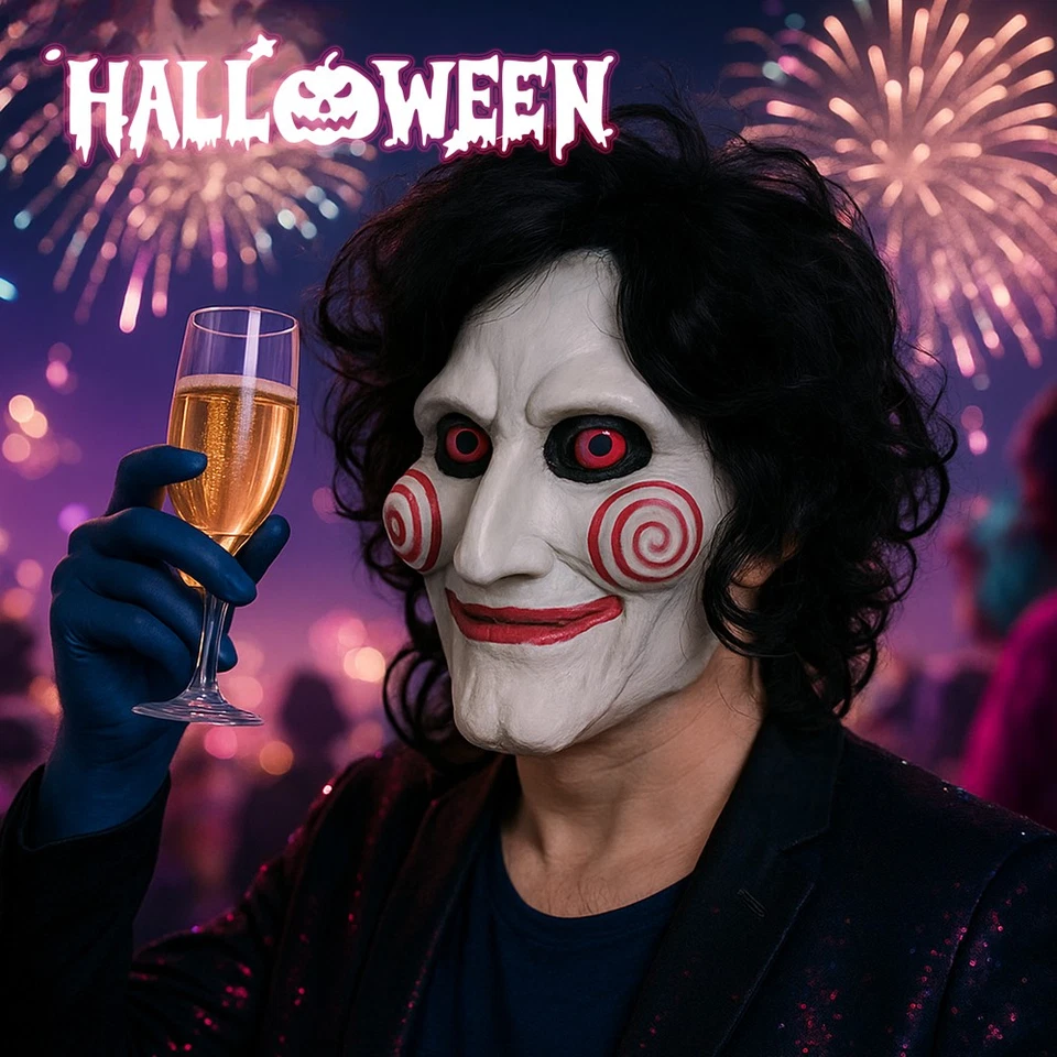 Halloween Saw Jigsaw Maske Latex Horror Cosplay Karneval Mask Erwachsene - Bild 4 von 4