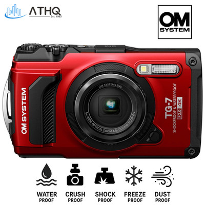 OM SYSTEM Tough TG-7 12.7MP 4K Waterproof Digital Camera Red V110030RU000