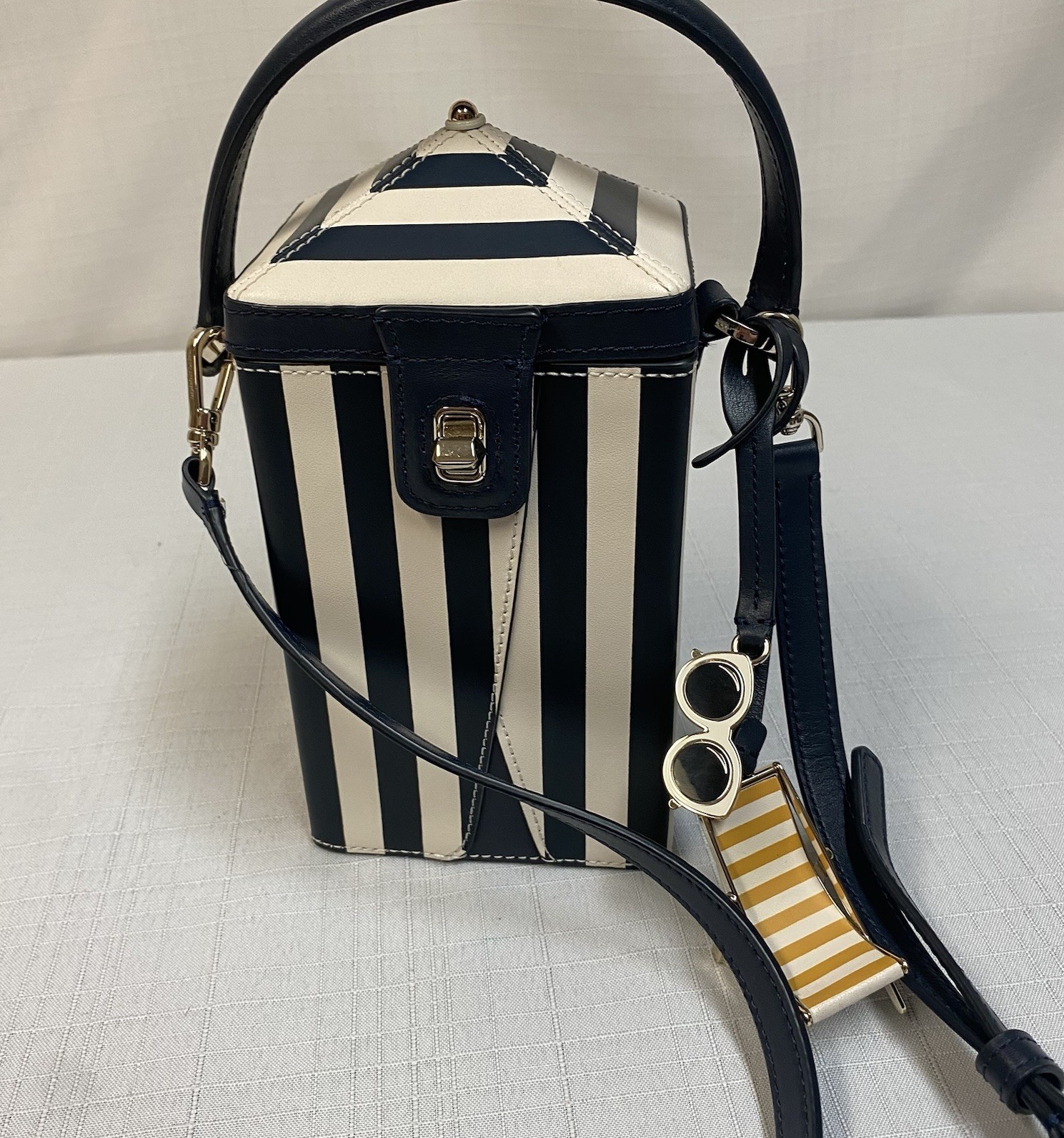 Kate Spade Novelty Retired 3D Sunkiss Striped Tent Cabana Leather bag W/ Dustbag