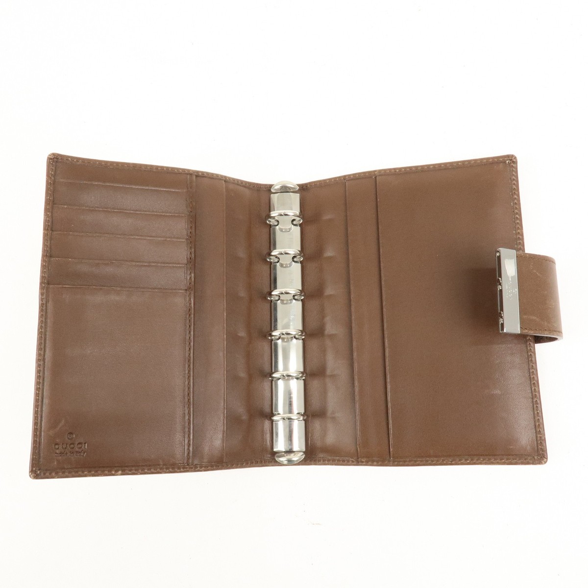 【関税&送料込】Gucci Portafoglio Authentic GUCCI GG Canvas Leather Agenda Cover Pink Brown