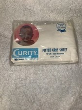 Vintage Curity 100 Cotton Crib Sheet Fitted Pastel Plaid 80's USA Unisex NOS