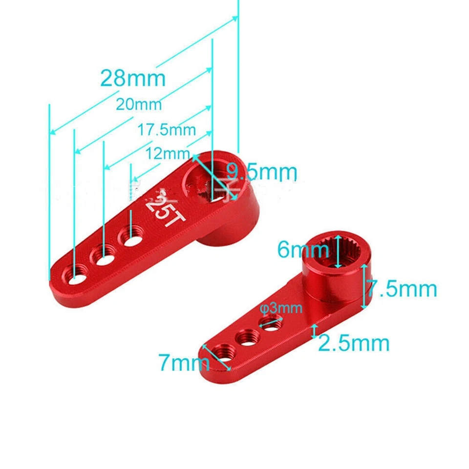 2pcs 25T Steering Servo Horn Arm for Futaba HSP HPI Wltoys RC 1:8 1:10 Car/Boat - Image 3 of 4