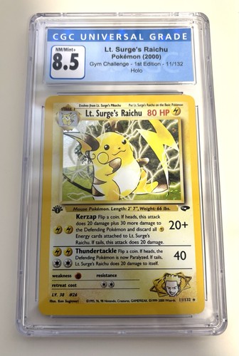 Lt. Surge's Raichu (1st Edition) graded CGC 8.5 for sale on eBay