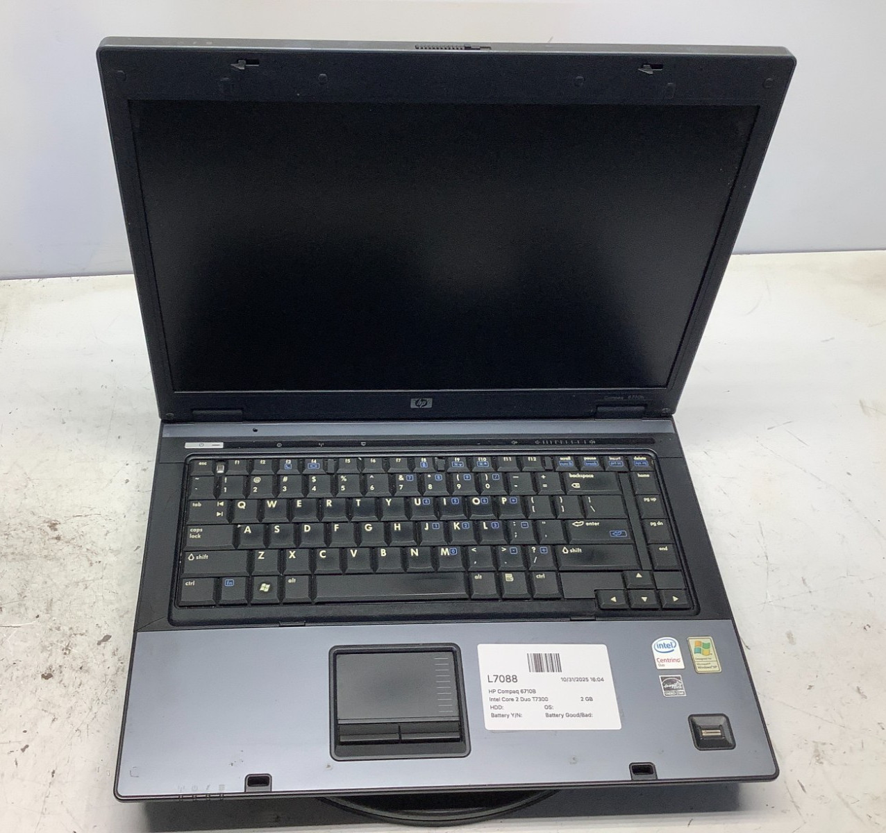 HP Compaq 6710B Intel Core 2 Duo T7300 2000MHz 2 GB NO HDD