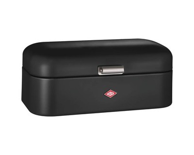 Brotkasten WESCO Grandy mattschwarz Metall XL 42x22x17cm Retro Belüftung