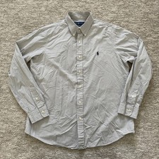 Ralph Lauren Gray Gingham Check Shirt Button Down Long Sleeve Mens L 16 1/2
