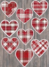 Red Plaid Heart Die Cut Vinyl Stickers Set Scrapbooking Laptop Waterbottle
