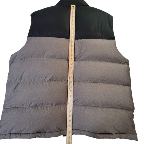 The North Face Vest Mens 2XL Black Gray Nuptse 700-Fill Goose Down Puffer - Picture 9 of 10